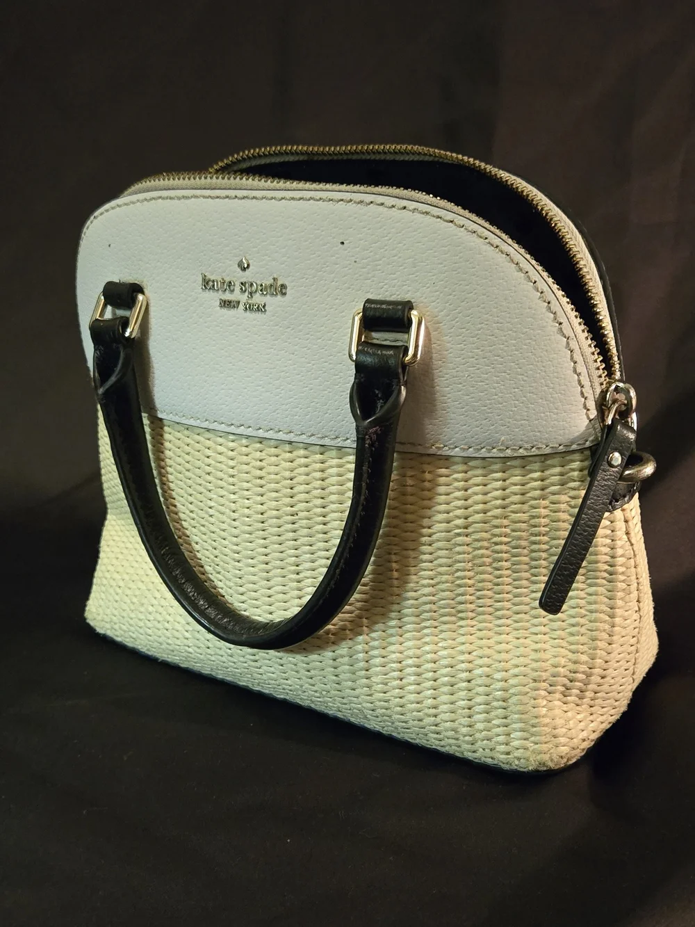 kate spade Cream Woven Dome Satchel